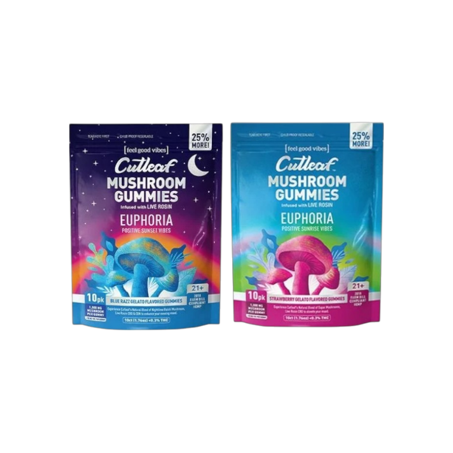 Cutleaf Euphoria Mushroom+Live Rosin 10CT Gummies (1000mg)