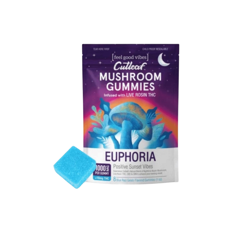Cutleaf Euphoria Mushroom+Live Rosin 8CT Gummies (1000mg)