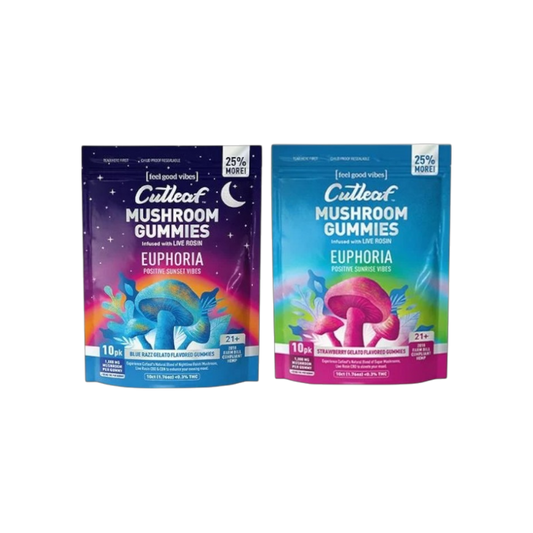 Cutleaf Euphoria Mushroom+Live Rosin 10CT Gummies (1000mg)