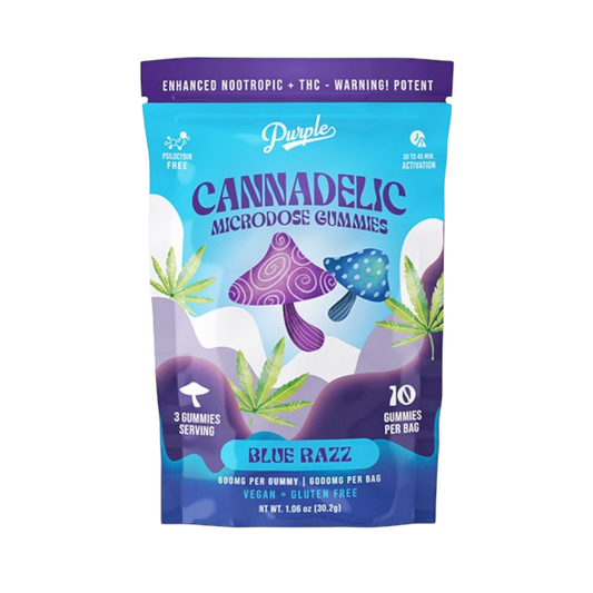 Purple Cannadelic Microdose Mushroom 10CT Gummies (600mg)